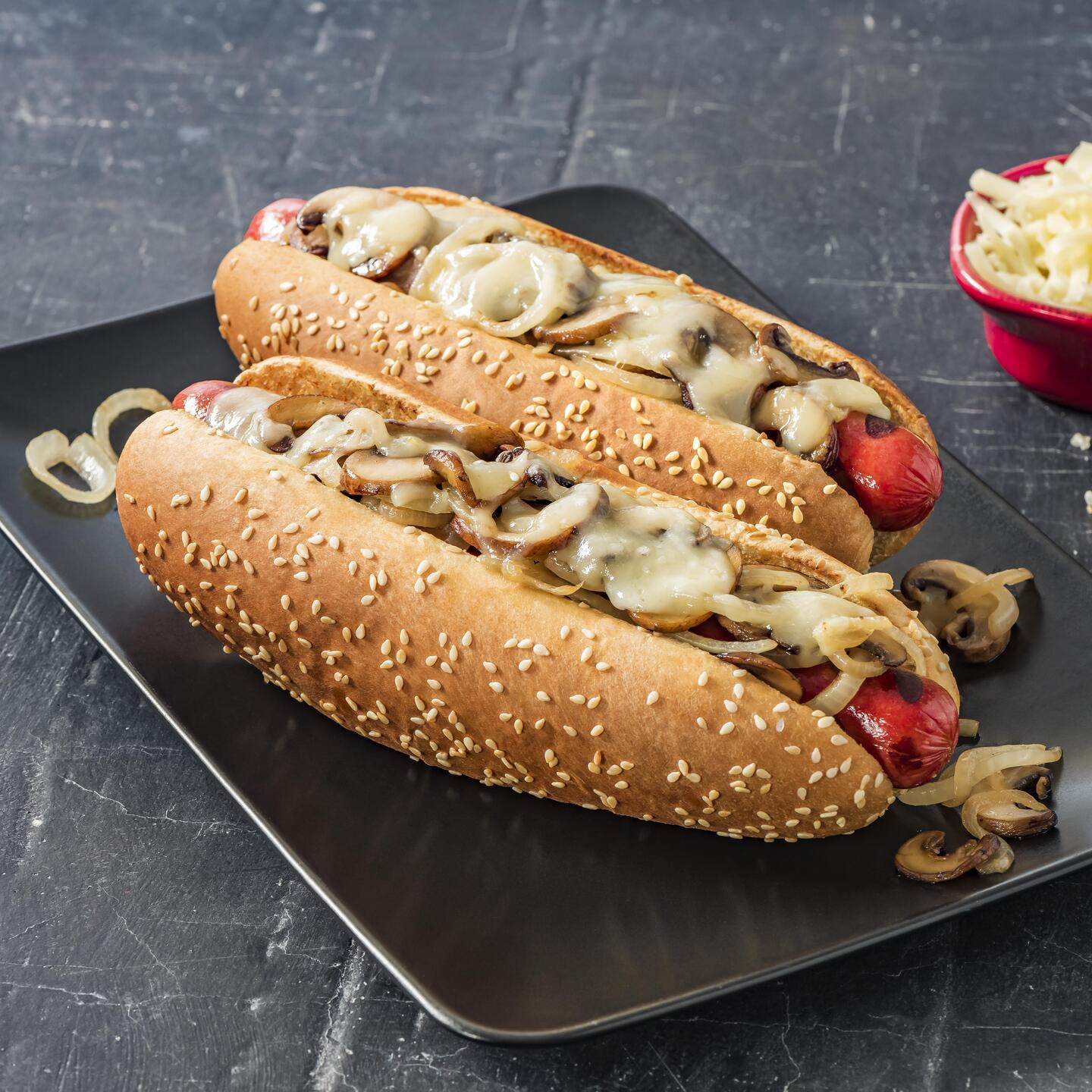 Mushroom Melt Hot Dogs